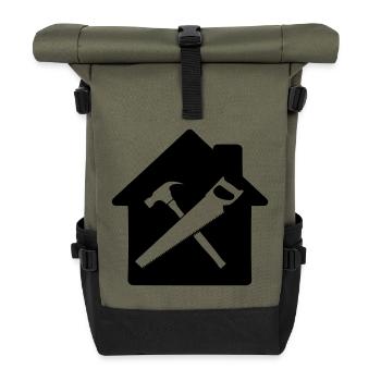 Carpenter tool logo house building - Roll Top Backpack - olive/black - Front