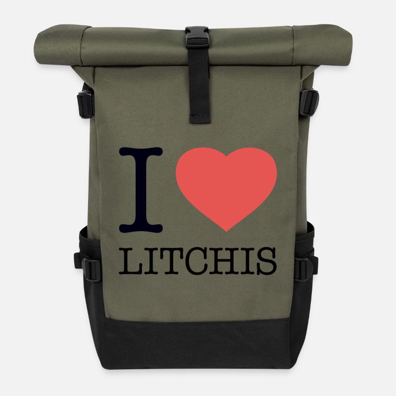 J’ADORE LES LITCHIS LITCHIS - Sac à dos roll top - olive/noir