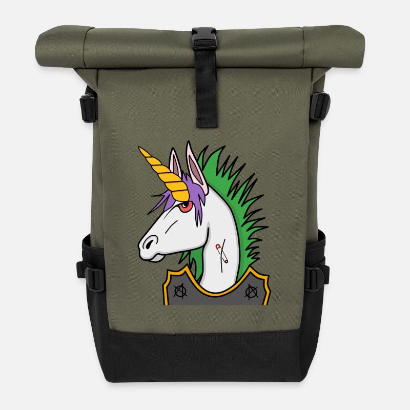 Einhorn Punk - Rolltop Rucksack - Olive/Schwarz