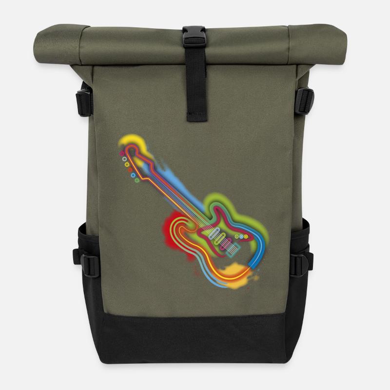 Pop Art Guitar - Rolltop Rucksack - Olive/Schwarz