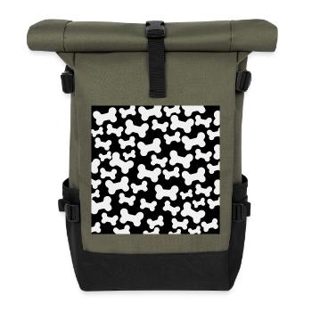 Menschenknochen Muster, gruselige Prints, schenken - Rolltop Rucksack - Olive/Schwarz - Vorne
