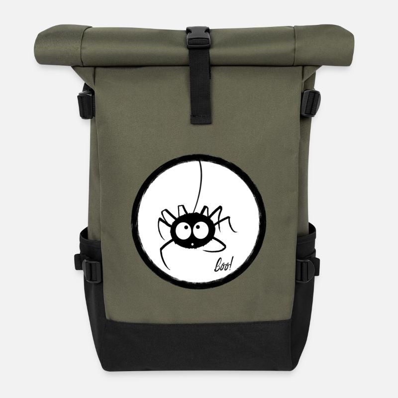 Süße Spinne - Rolltop Rucksack - Olive/Schwarz