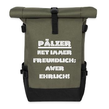 schenken pfälzer, pälzer, net immer freundlich... - Rolltop Rucksack - Olive/Schwarz - Vorne