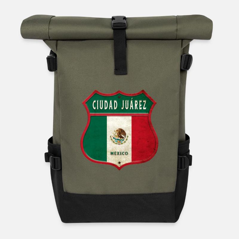 Ciudad Juárez Mexiko Wappen Design - Rolltop Rucksack - Olive/Schwarz