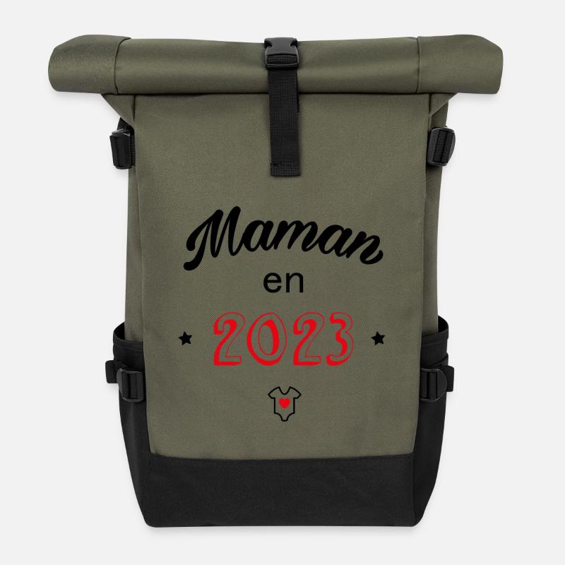Maman en 2023 - Sac à dos roll top - olive/noir
