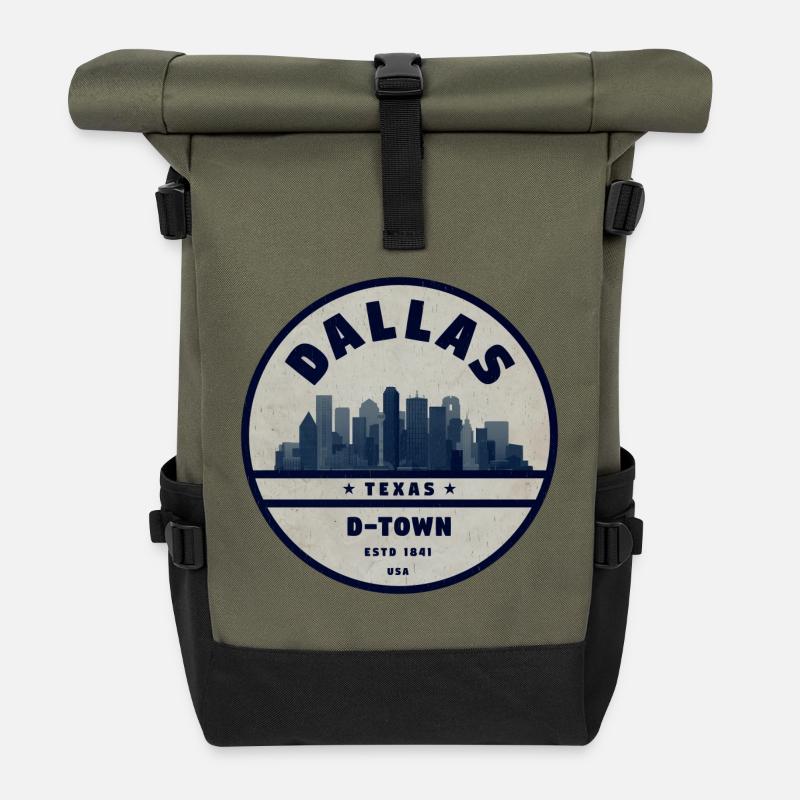 Dallas (Texas) - Sac à dos roll top - olive/noir