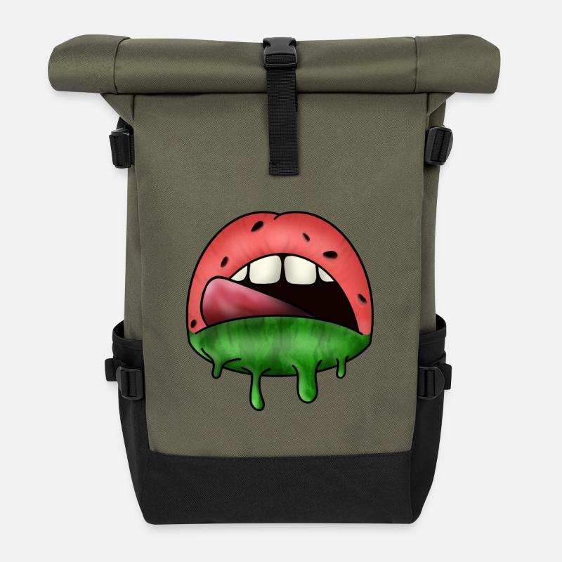 Lèvres de pastèque - Sac à dos roll top - olive/noir