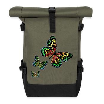 3 butterflies R6Z - Roll Top Backpack - olive/black - Front