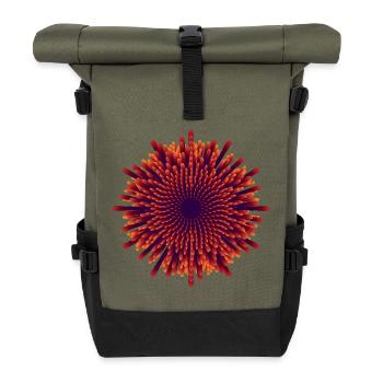 Fleur vectorielle - Sac à dos roll top - olive/noir - Devant