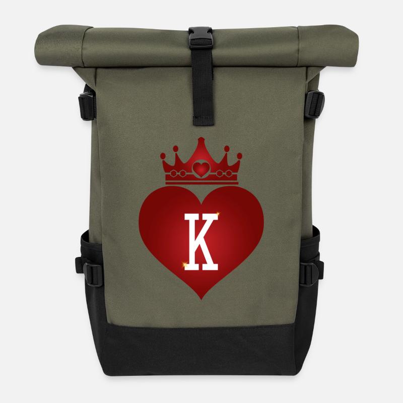Roi de cœur - Sac à dos roll top - olive/noir