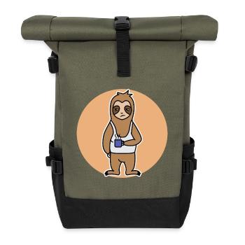 Langschläfer Tier Faultier Dschungel Müde Zoo - Rolltop Rucksack - Olive/Schwarz - Vorne
