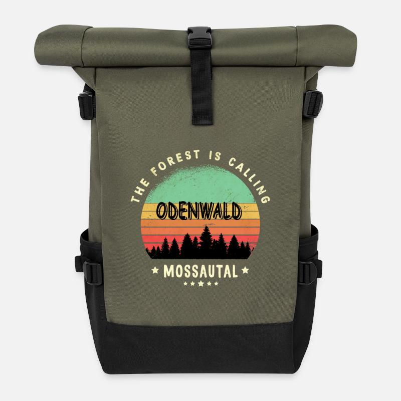Mossautal Odenwald Design - Rolltop Rucksack - Olive/Schwarz