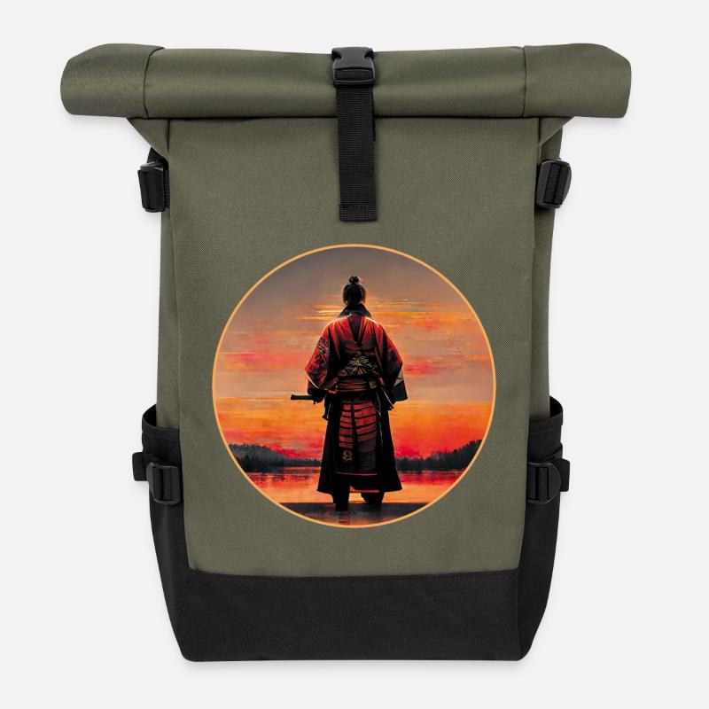 Samurai-Krieger - Rolltop Rucksack - Olive/Schwarz
