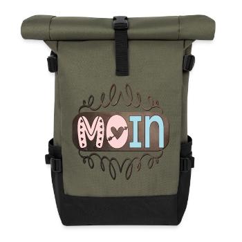 MOIN - BEGRÜßUNG SPRÜCHE - NORDDEUTSCHLAND - Rolltop Rucksack - Olive/Schwarz - Vorne