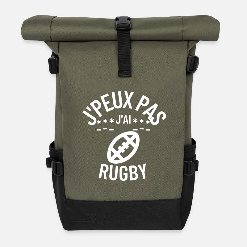 J peux pas j ai rugby - Sac à dos roll top - olive/noir