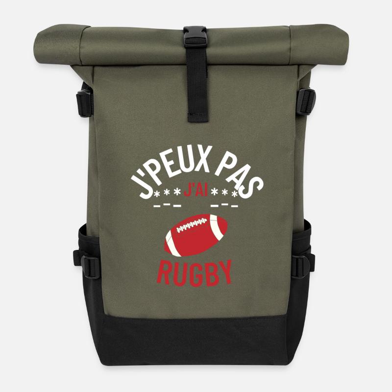 J peux pas j ai rugby - Sac à dos roll top - olive/noir