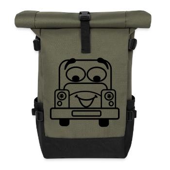 Voiture gaie avec visage transparent - Sac à dos roll top - olive/noir - Devant