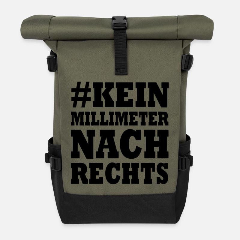 kein millimeter nach rechts - Rolltop Rucksack - Olive/Schwarz