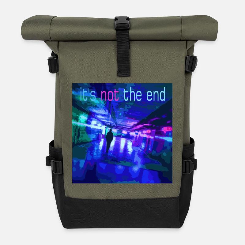 Ce n’est pas la fin Neon Tunnel - Sac à dos roll top - olive/noir