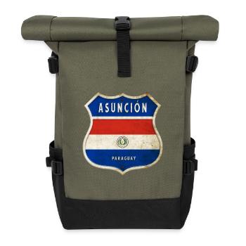 Asuncion Paraguay coat of arms flag design - Roll Top Backpack - olive/black - Front
