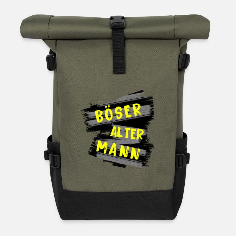 Böser Alter Mann - Rolltop Rucksack - Olive/Schwarz