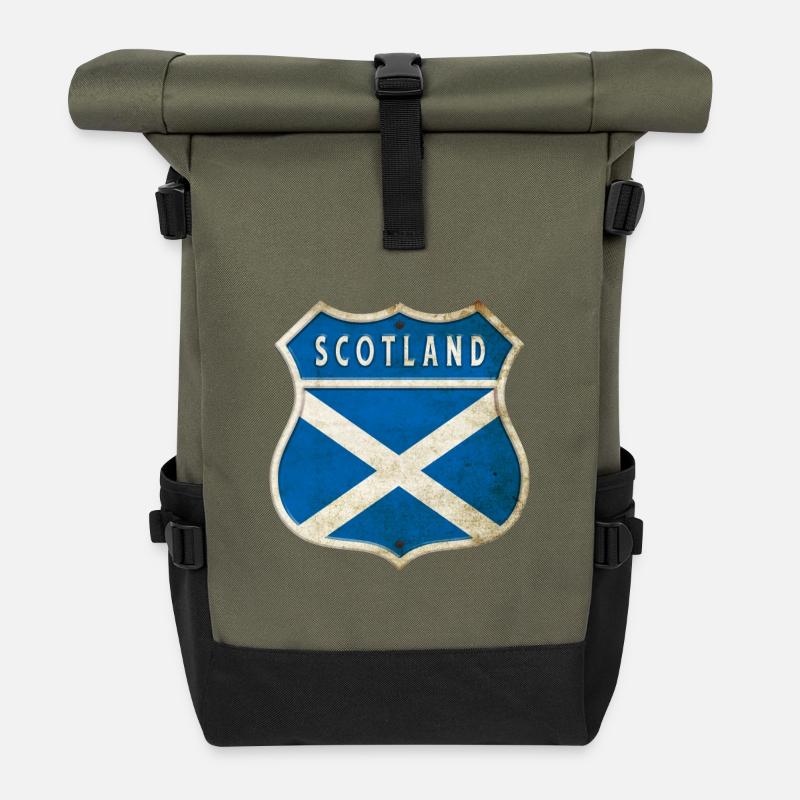 Schottland Wappen Flaggen Design - Rolltop Rucksack - Olive/Schwarz