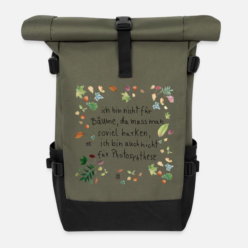 Laub mit Spruch - Rolltop Rucksack - Olive/Schwarz