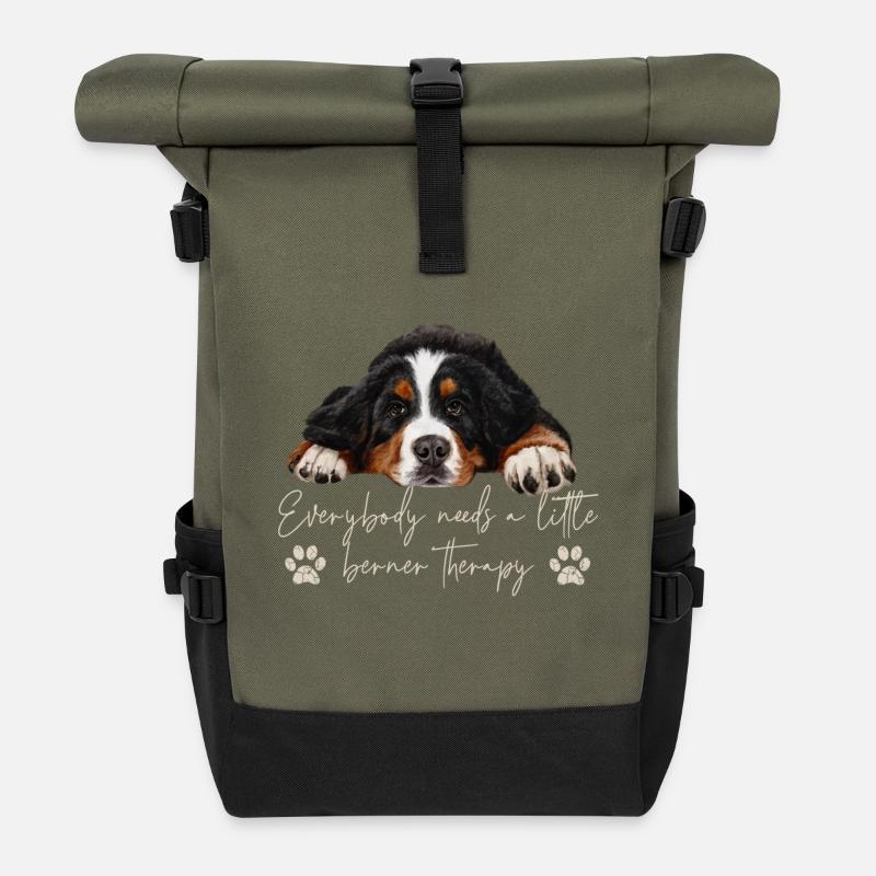 Berner Sennenhund - Rolltop Rucksack - Olive/Schwarz