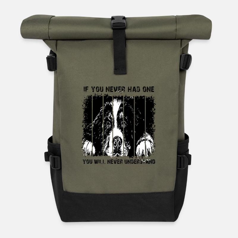 Berner Sennenhund - Rolltop Rucksack - Olive/Schwarz