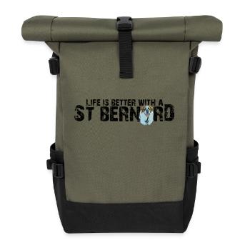 St Bernard - Roll Top Backpack - olive/black - Front