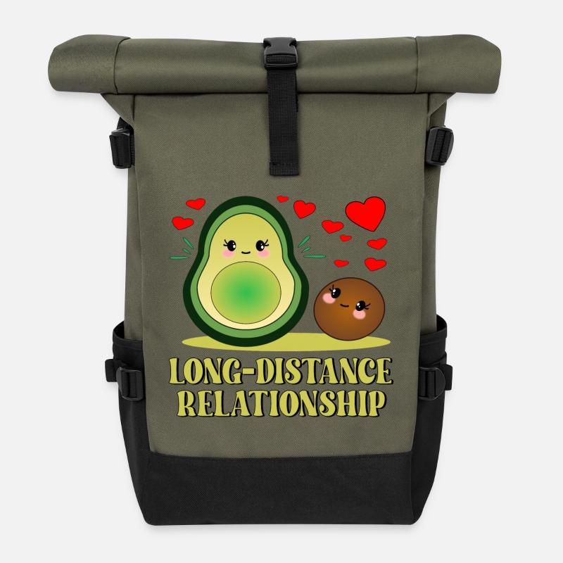Long-distance relationship - Avocado FUNNY - Roll Top Backpack - olive/black