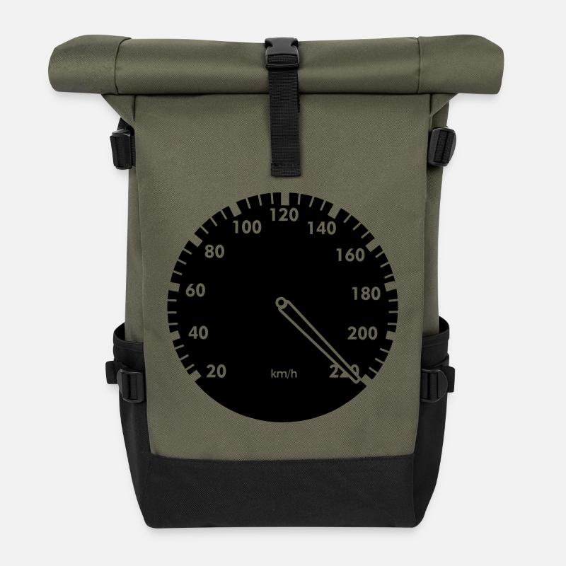 Compteur de vitesse voiture - Sac à dos roll top - olive/noir