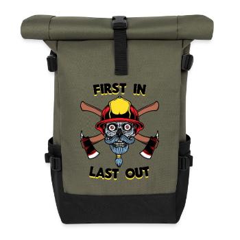 Feuerwehrmann Statement Feuerwehr Brandschutz - Rolltop Rucksack - Olive/Schwarz - Vorne