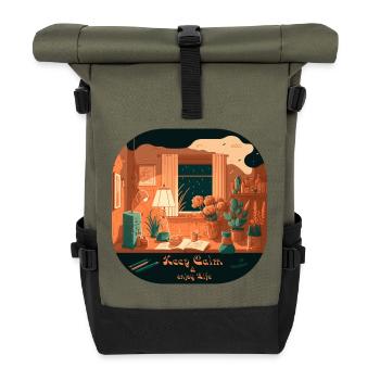Keep Calm - Roll Top Backpack - olive/black - Front
