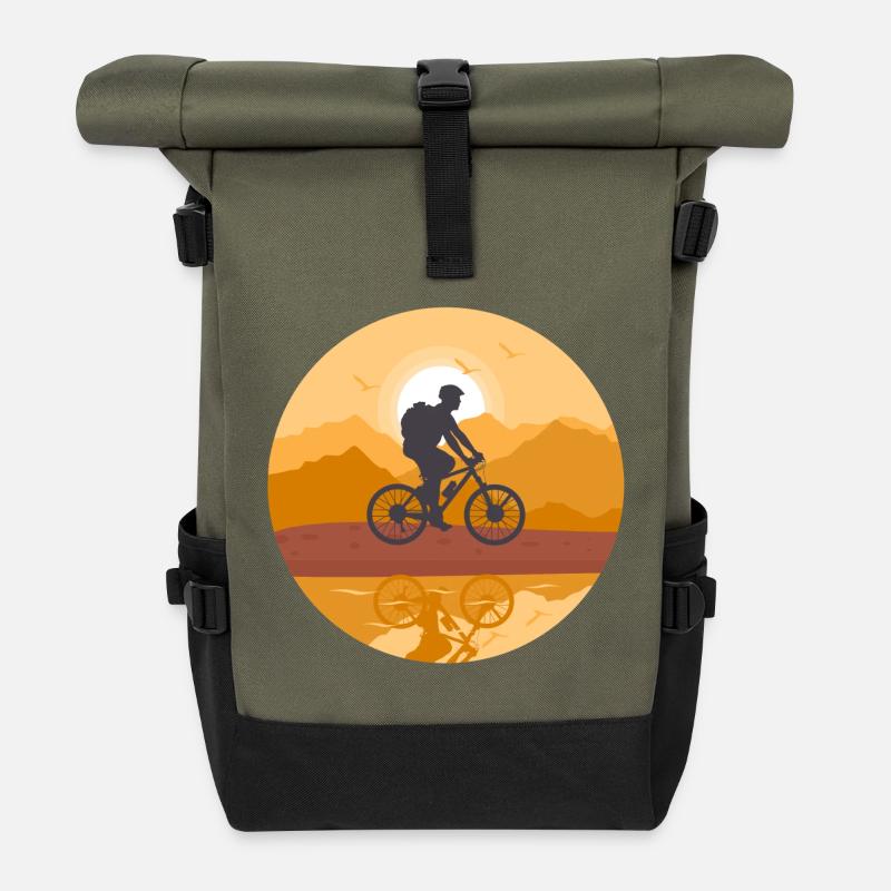 cycling, cyclist, cycling fan - Roll Top Backpack - olive/black