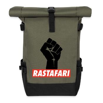 Rastafari Rasta Power Reggae United Rasta Roots - Rolltop Rucksack - Olive/Schwarz - Vorne