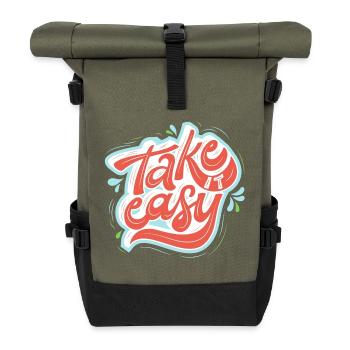 take it easy - Rolltop Rucksack - Olive/Schwarz - Vorne