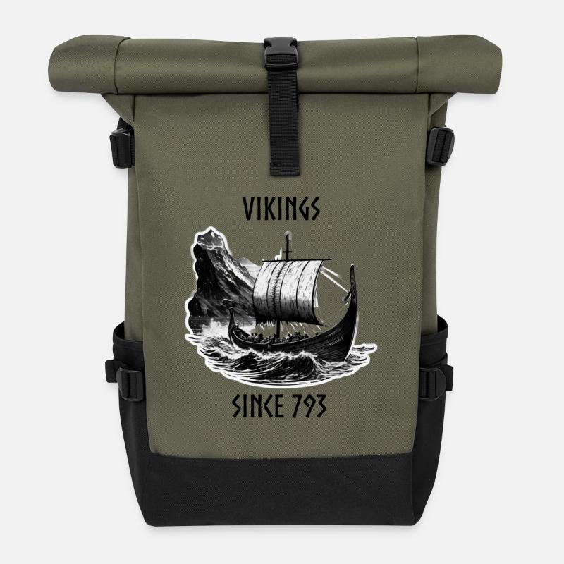 Vikings since 793 - Rolltop Rucksack - Olive/Schwarz