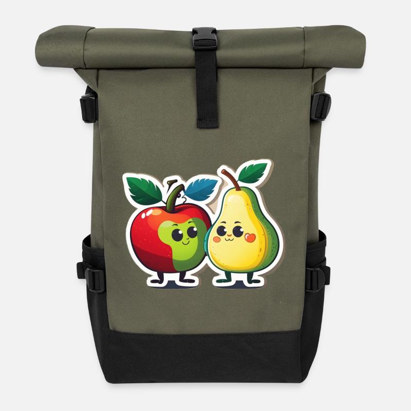 Apple and pear - Roll Top Backpack - olive/black