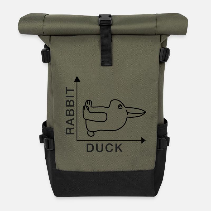 Rabbit - Duck - Nerdshirt - Rolltop Rucksack - Olive/Schwarz