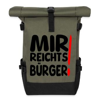 reicht mir Bürger - Rolltop Rucksack - Olive/Schwarz - Vorne