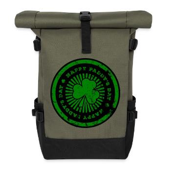 St Patrick's Day Green Footprint - Roll Top Backpack - olive/black - Front
