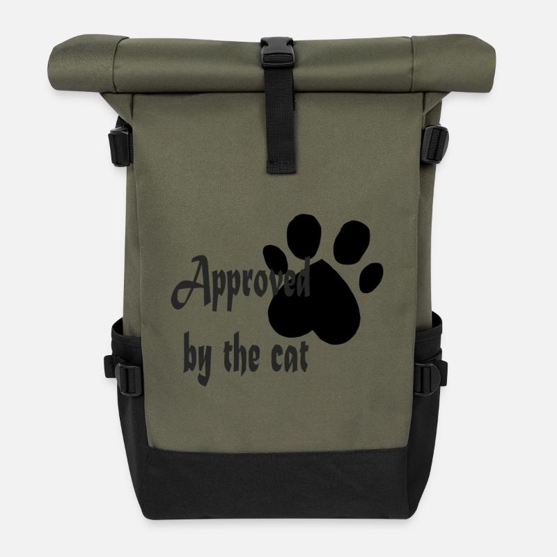Approved by the cat - Roll Top Backpack - olive/black