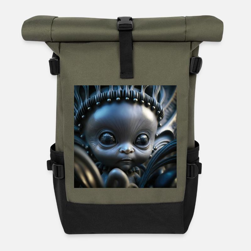 Photo macro creature 12 - Roll Top Backpack - olive/black