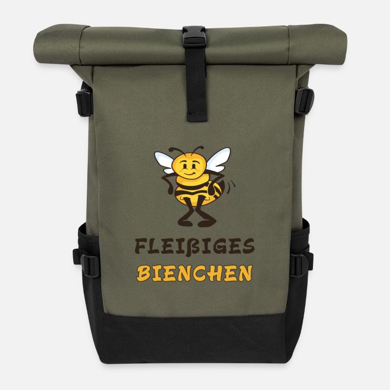 Fleißiges Bienchen - Rolltop Rucksack - Olive/Schwarz