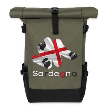 Flagge Sardinien - Rolltop Rucksack - Olive/Schwarz - Vorne
