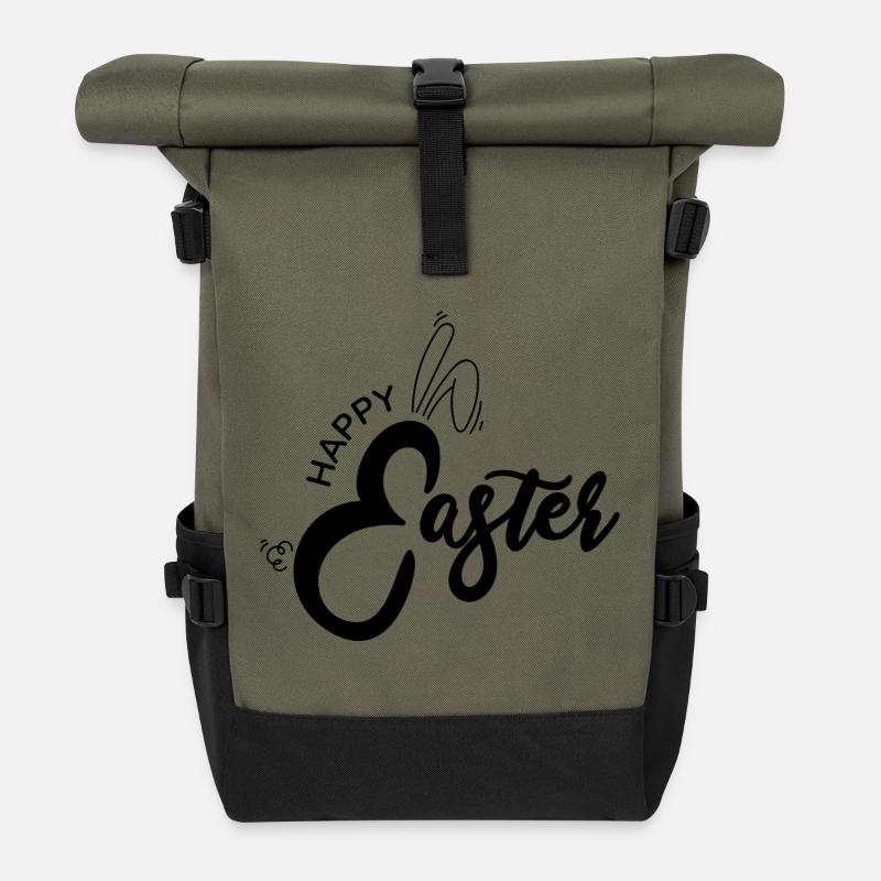 Happy Easter - Roll Top Backpack - olive/black