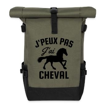 Je peux pas j'ai cheval - Sac à dos roll top - olive/noir - Devant