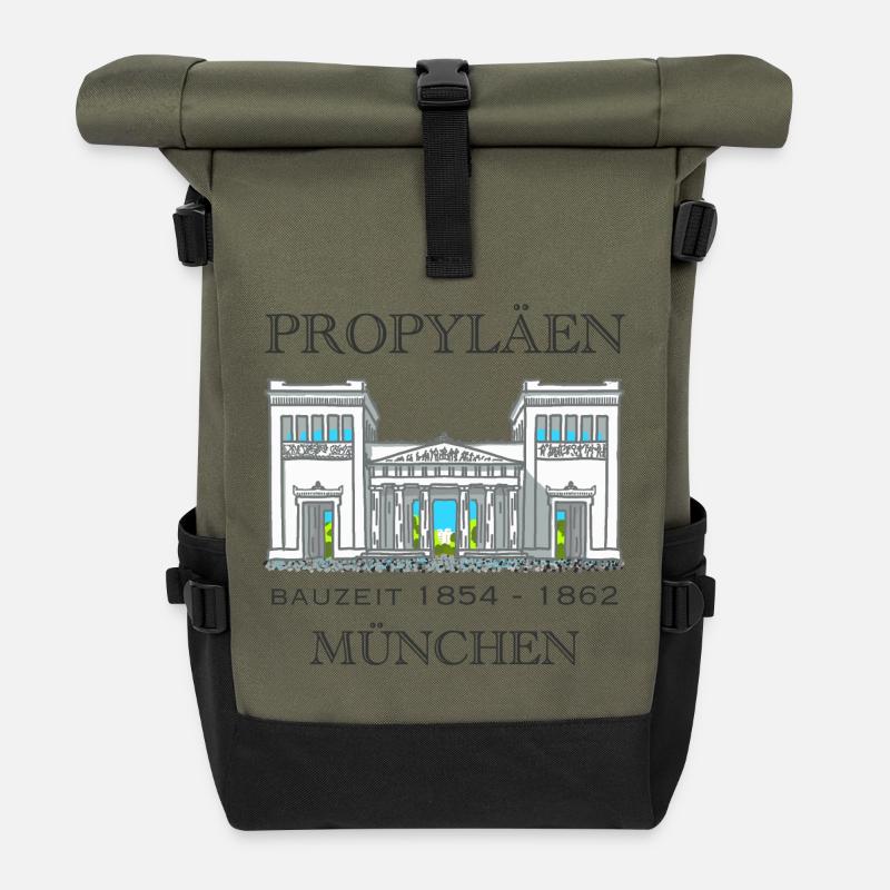 München Propyläen, Bayern - Rolltop Rucksack - Olive/Schwarz