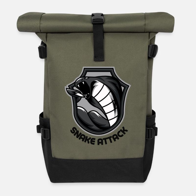 SNAKE ATTACK - Roll Top Backpack - olive/black